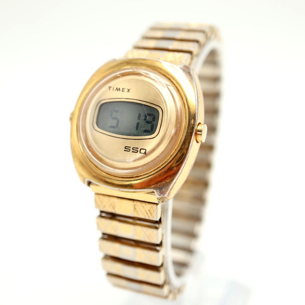 Vintage Timex SSQ 1970's Digital 29mm Womens Watch Gold Tone w New Battery